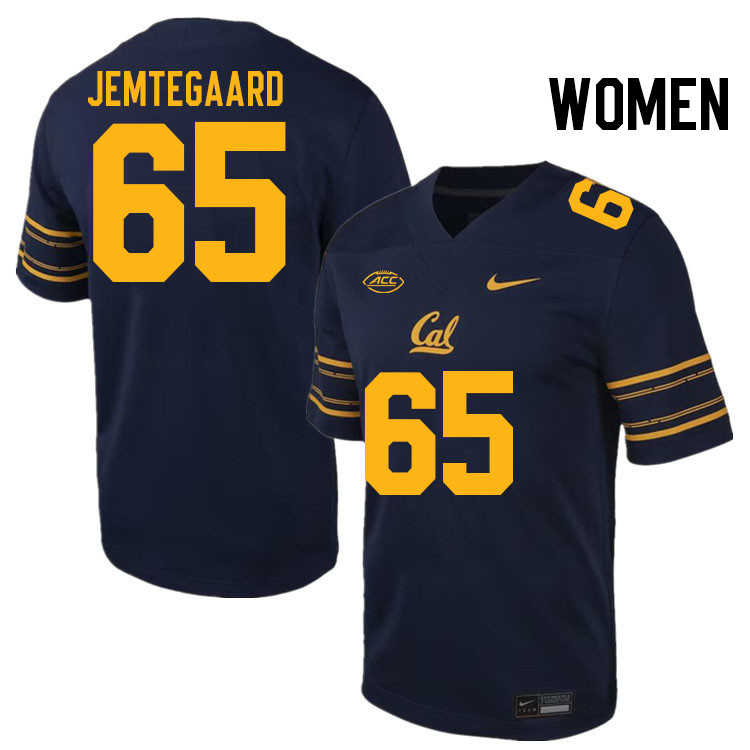 Women #65 Dylan Jemtegaard California Golden Bears ACC Conference College Football Jerseys Stitched